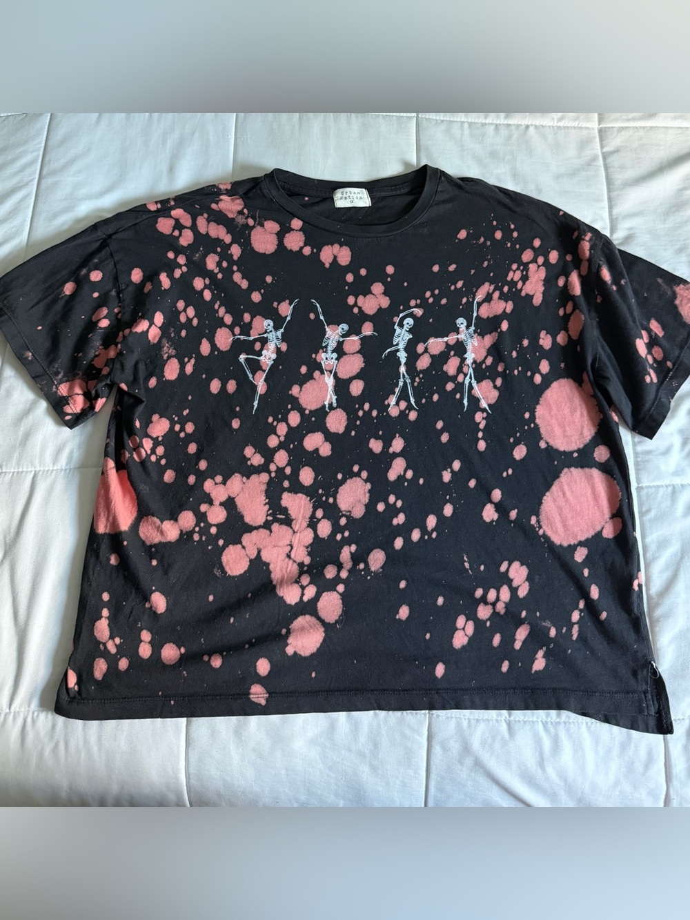 Dancing Skeletons Splatter Graphic Cropped Tee - 1X